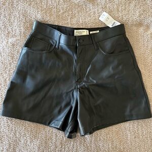 Abercrombie Vegan Leather High Rise Dad Shorts